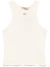 Twinset Oval T Fine-ribbed Tank Top In Neutrals