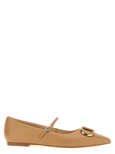 Twinset Twin Set 'oval T' Ballet Flats In Beige