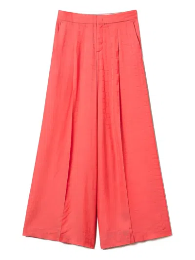 Twinset Oval T-jacquard Palazzo Pants In Pink