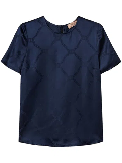 Twinset Oval T-jacquard T-shirt In Blue