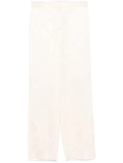 Twinset Oval T-jacquard Trousers In Neutrals
