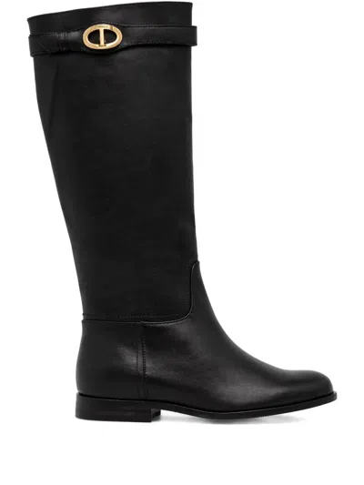 TWINSET OVAL T KNEE-HIGH BOOTS