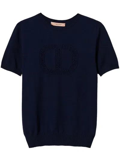 Twinset Oval T Knitted Top In Blue