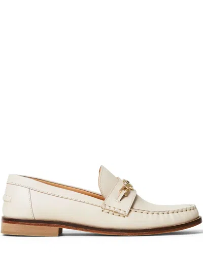Twinset Oval T Leather Loafers In White