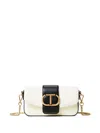 Twinset Oval T Leather Shoulder Bag In White