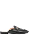 Twinset Oval T Leather Slippers In Black