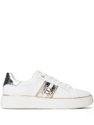 Twinset Oval T Leather Trainers In Silber