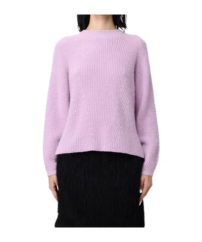 Twinset Oval T Logo Detailed Crewneck Knitted Jumper In Purple
