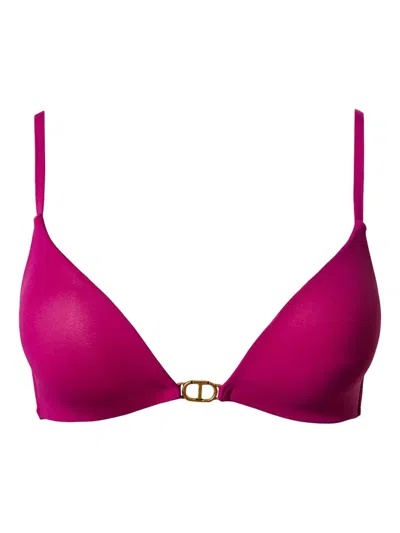 Twinset Oval T Padded Bikini Top In Pink