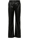 Twinset Oval T-plaque Faux-leather Trousers In Black