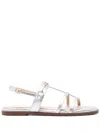 Twinset Oval T-plaque Flat Sandals In Silver