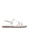 Twinset Oval T-plaque Flat Sandals In White
