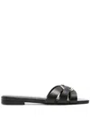 Twinset Oval T-plaque Leather Slides In Black