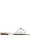 Twinset Oval T-plaque Leather Slides In White