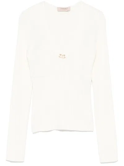 Twinset Oval T-plaque Top In White
