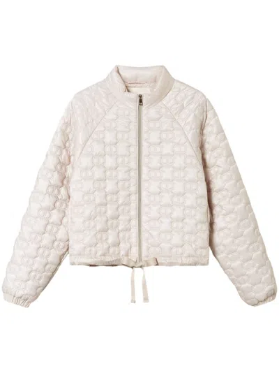 Twinset Oval T Quilted Puffer Jacket In White