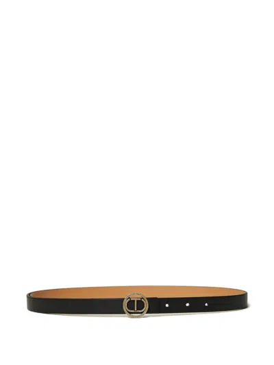 Twinset Oval-t Rhinestone Belt In Black