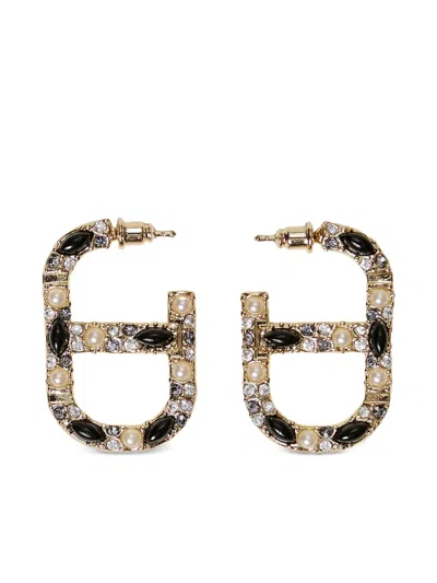 Twinset Oval-t Rhinestone Earrings In Gold