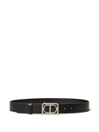Twinset Oval-t Rhinestone-embellished Belt In Black