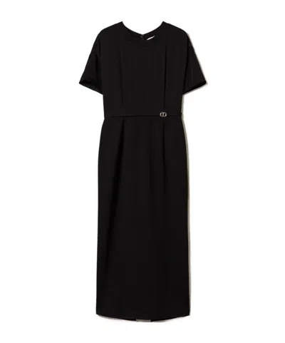 Twinset Oval T-shaped Waist Mid-length Dress In Schwarz