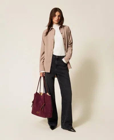 Twinset Chemise Oversize Avec Fentes In Brown