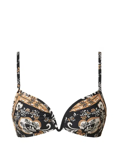 Twinset Padded Triangle Print Bikini Top In Black