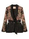 Twinset Paisley-print Belted Blazer In Black