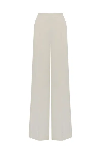 Twinset Palazzo Trousers In Fluid Crepe In Madreperla