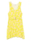 Twinset Palm-print Mini Dress In Green