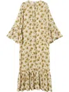 Twinset Palm Tree-print Georgette Dress In Yellow