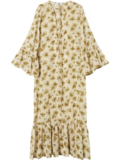 Twinset Palm Tree-print Georgette Dress In Multi