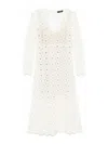 Twinset Crochet-knit Midi Dress In White