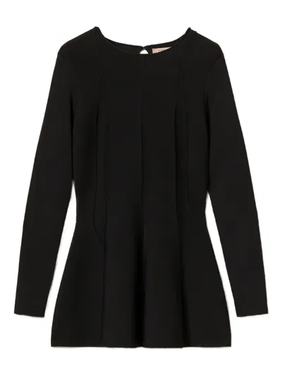 Twinset Panelled Fine-knit Dress In Black