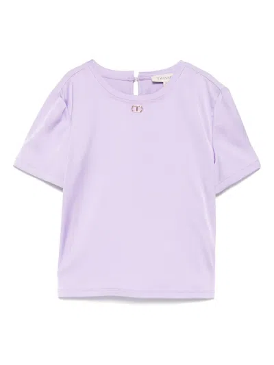Twinset Kids' Panelled T-shirt In Purple