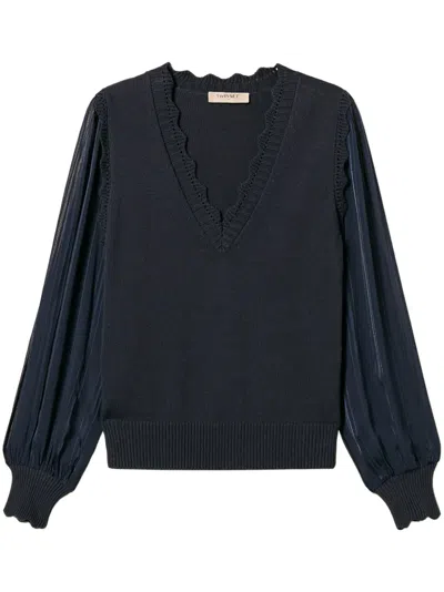 Twinset Panelled Top In Blue