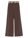 Twinset Twin-set Wide-leg Trousers With Detachable Belt In Brown