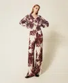 Twinset Pantalon Ample Avec Imprimé Floral In Brown