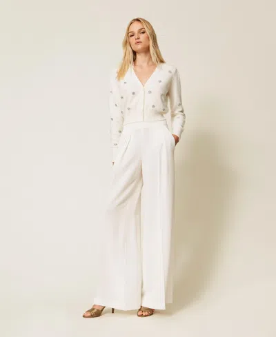 Twinset Pantalon Ample En Crêpe In White