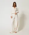 Twinset Pantalon Ample En Dentelle Florale In Neutral