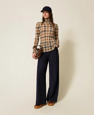 Twinset Pantalon Ample En Laine Mélangée In Multi