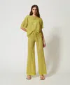 Twinset Pantalon Ample En Maille Point Filet In Green