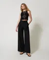 Twinset Pantalon Ample En Popeline In Black