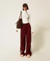 Twinset Elasticated Side-stripe Track Pants In Burgundy