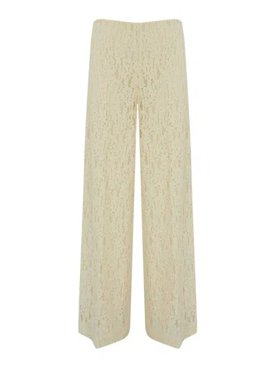 Twinset Wide Leg Lace Trousers In White