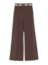Twinset Twin-set Wide-leg Trousers With Detachable Belt In Brown