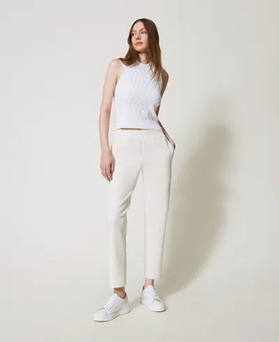 Twinset Pantalon Cigarette En Scuba In White