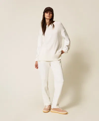 Twinset Scuba Fabric Cigarette Trousers In White