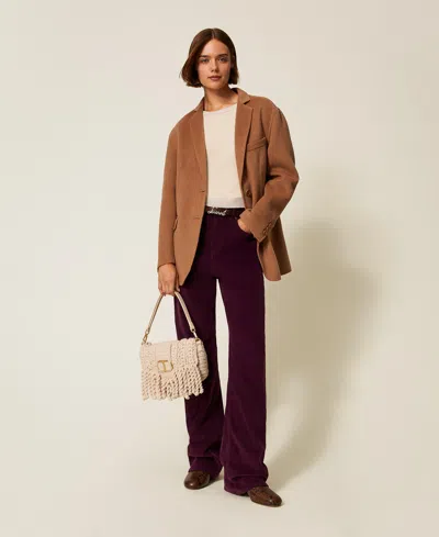 Twinset Pantalon Cinq Poches En Velours Côtelé In Burgundy