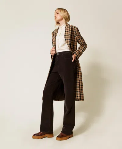 Twinset Pantalon Cinq Poches En Velours Côtelé In Brown