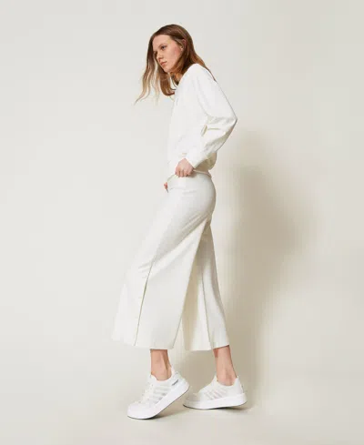 Twinset Pantalon Cropped Avec Fentes In White